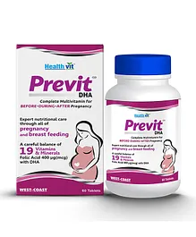 Healthvit Previt Prenatal Complete Multivitamin for Before During After Pregnancy - 60 Tablets