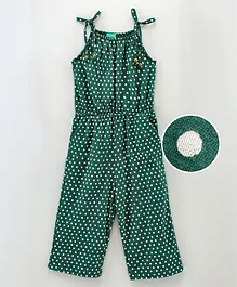 Tiara Sleeveless Polka Dots Print Ankle Length Jumpsuit - Green