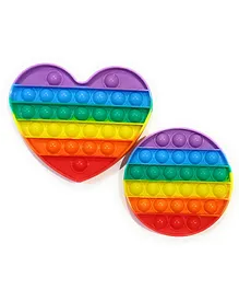 Tinykart Circle Heart Combo Bubble Stress Relieving Silicone Pop It Fidget Toy Pack of 2 - Multicolor