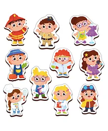 MiniLeaves Wooden Magnetic Cut Outs Professions Outfit Multicolor Set of 10