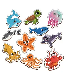 MiniLeaves Wooden Magnetic Cut Outs Sea Animals Multicolor Set of 10