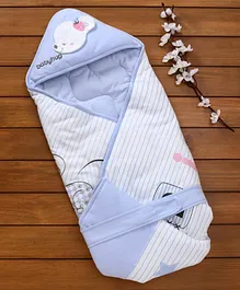 Babyhug Hooded Wrapper Striped - Blue