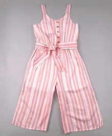 Little Jump Striped Print Sleeveless Jumpsuit - Pink