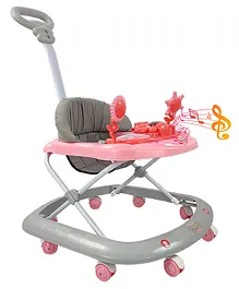 Dash Butterfly Baby Foldable Walker with Rattles Music Parent Handle Rod & Adjustable Height Activity Walker- Pink