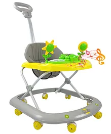 Dash Butterfly Baby Foldable Walker with Rattles Music Parent Handle Rod & Adjustable Height Activity Walker- Yellow