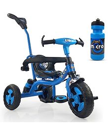 Dash Micro 2 in 1 Tricycle with Parental Handle & Secured Sidebar, Snipper Water Bottle - Blue