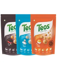 Teos Nutri Pops Roasted Makhana Piri Piri Salt & Pepper & Tangy Pickle Pack of 3 -  75 gm Each