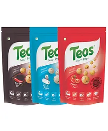 Teos Nutri Pops Roasted Makhana Piri Piri Salt & Pepper & Tomato Twist Pack of 3 - 75 gm Each