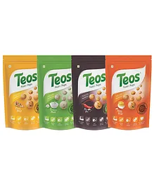 Teos Nutri Pops Roasted Makhana Cheesy Pizza Cream And Onion Piri Piri And Tangy Pickle Pack Of 4 - 75 gm Each