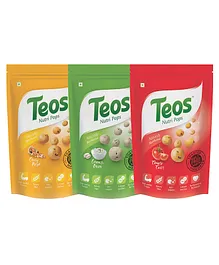 Teos Nutri Pops Roasted Makhana Snacks Cheesy Pizza Cream And Onion & Tomato Twist  Pack of 3 - 75 gm Each