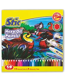 Stic Oil Pastel 50 Hexagonal Colours Set for Artist Kids 