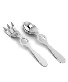Krysaliis Sterling Silver Spoon & Fork Set Circles - Silver