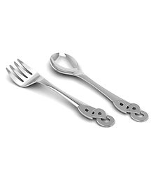Krysaliis Sterling Silver Spoon & Fork Set With ABC - Silver