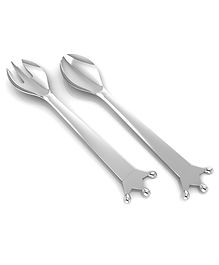 Krysaliis Sterling Silver Baby Spoon & Fork Set Majestic Crown - Silver