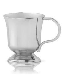 Krysaliis Sterling Silver Pedestal Baby Cup With Curved Handle - Silver