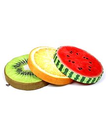 Keshav Creation Fruit Shaped Stuffed Cushion Toy Pack of 3 - Multicolor
