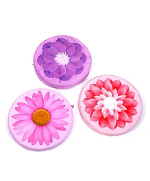Keshav Creation Flower Round Cushion Toys Pack of 3 - Multicolor