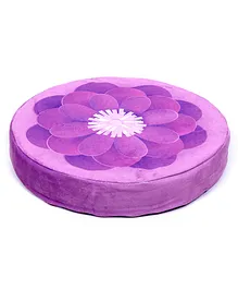 Keshav Creation Purple Flower Round Cushion Toy - Purple