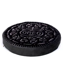 Keshav Creation Oreo  Biscuits Round Cushion - Black