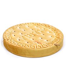 Keshav Creation Maria Biscuits Printed Round Cushion - Yellow