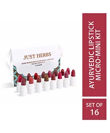 Just Herbs Ayurvedic Creamy Matte Lipstick Set For Lip Hydrating & Moisturizing Set Of 16 - 38 g
