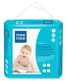 Mee Mee Premium Breathable Taped Style Diaper Small - 44 Pieces 