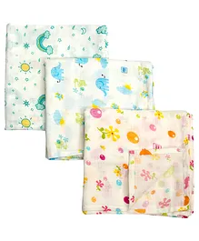 Mee Mee 100% Muslin Cotton Swaddle Wraps Pack of 3 - Multicolour   
