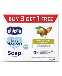 Chicco Baby Moments Almonds and Olive Oil Soap - 125 gm Each (Pack of 4)
