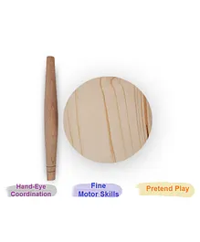 HNT Kids Wooden Chakla Belan Set with Rolling Pin and Board