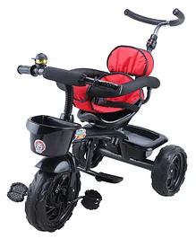 Toyzoy Maple Grand Baby Trike Tricycle with Safety Guardrail - Black Red