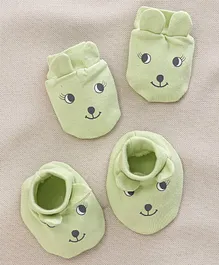Babyoye Cotton Mittens & Booties - Green