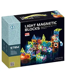 HAPPY HUES Light Magnetic Tiles Building Blocks for Kids Magnetic Marble Run Toys for Kids - 75 Pieces