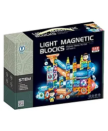 HAPPY HUES Light Magnetic Tiles Building Blocks for Kids Magnetic Marble Run Toys for Kids - 142 Pieces