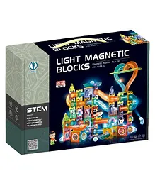 HAPPY HUES Light Magnetic Tiles Building Blocks for Kids Magnetic Marble Run Toys for Kids - 202 Pieces