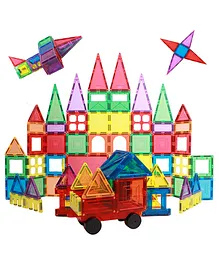 HAPPY HUES 106 Pieces Magnetic Tile for Kids Ages 3 4 5 6 7 8 10 Boys & Girls Magnetic Building Blocks for Kids 3D STEM Educational Toys Creative Gift Multicolour)