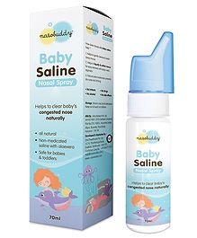 Nasobuddy Baby Saline Nasal Spray All Natural Saline Solution Helps Clear Baby's Congested Nose Naturally - 70 ml