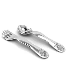 Krysaliis Multi Silver Plated Spoon and Fork Set - Teddy bear
