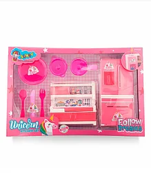 Sunny Unicorn Toy Kitchen Set Pink - 27 Pieces 