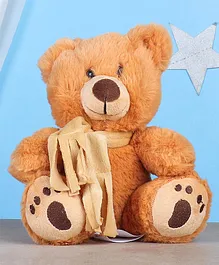 LuvU Sitting Soft Toy Bear with Muffler Brown - Height 30 cm