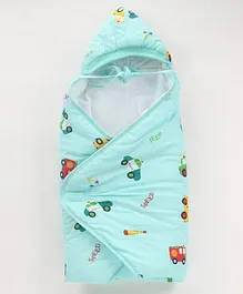 Tinycare Hooded Baby Blanket Fruits print - Green 