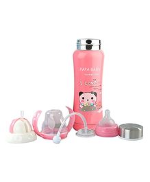 DOMENICO 3 in 1 Thermo Steel Multifunctional Baby Feeding Bottle Pink - 240 ml 