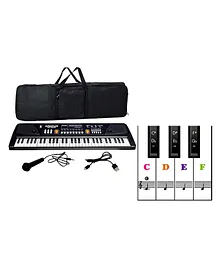 DOMENICO Multi-Function Portable Electronic Digital Piano Keyboard 61 Keys Chargeable With Piano Bag & Sticker - Black