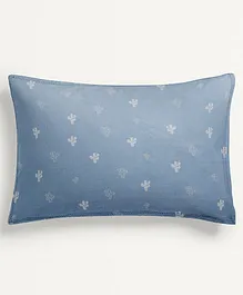 The Baby Atelier 100% Organic Junior Pillow Cover Blue Cactus - Blue &White