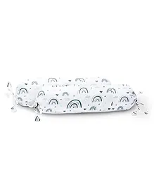 The Baby Atelier 100% Organic Baby Bolster Cover Set Cloudy Skies - White Grey