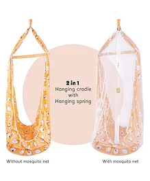 Baybee Swing Cradle With Metal Window Hanger Mosquito Net & Spring - Orange