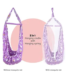 Baybee Swing Cradle With Metal Window Hanger Mosquito Net & Spring - Purple