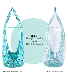 Baybee Swing Cradle With Metal Window Hanger Mosquito Net & Spring - Green