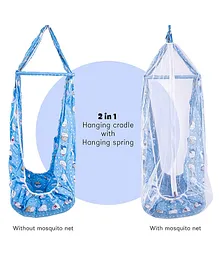 Baybee Swing Cradle With Metal Window Hanger Mosquito Net & Spring - Blue