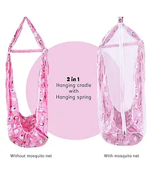 Baybee Swing Cradle With Metal Window Hanger Mosquito Net & Spring - Pink