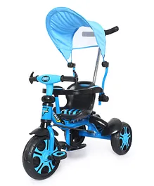 Funride Kids Tricycle Unik Plus 3 in 1 Stroll Trike With Adjustable Push Handle Detachable Guardrail Removable Canopy & Water Bottle - Blue